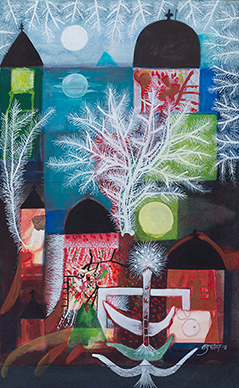 Temple Under White Forest