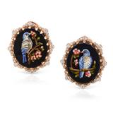 PAIR OF INTRICATE MICROMOSAIC `BLUE BIRD` EARRINGS -   - Fine Jewels, Silver and Watches