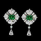 PAIR OF COLOMBIAN EMERALD AND DIAMOND EARRINGS -    - Online Auction of Fine Jewels