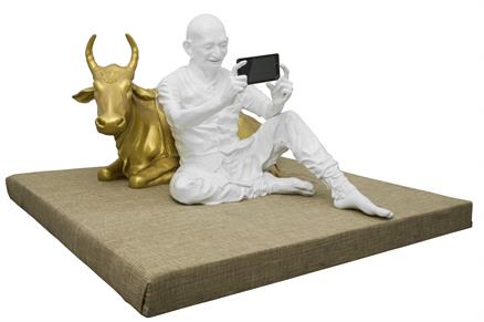 Gandhi taking selfie with a cow (Full size)