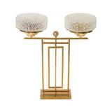 Art Deco Crystal Lamp with a Geometric Linear Grid Stand  -   - The Design Sale