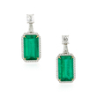 PAIR OF COLOMBIAN EMERALD AND DIAMOND EARRINGS - Fine Jewels and Silver