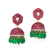 PAIR OF RUBY, EMERALD AND DIAMOND EARRINGS - Fine Jewels and Silver