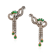 PAIR OF EMERALD AND DIAMOND EARRINGS - Fine Jewels and Silver