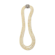 AN EXCEPTIONAL THREE-ROW NATURAL PEARL NECKLACE - Fine Jewels and Silver