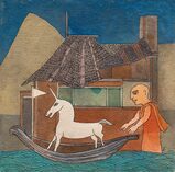 The Unicorn, Boat and Monk - Badri Narayan - Spring Online Auction