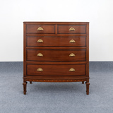 Bow-front Inlaid Chest of Drawers with Shell Knobs  -    - The Design Sale
