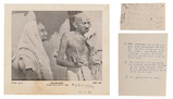 BA (KASTURBA GANDHI) AND BAPU: An Inscribed Presentation Postcard Written by Gandhi Using Kasturba Gandhi’s Pen - After a photograph by Kanu Gandhi - GANDHI: From the Collection of Anand T Hingorani - Letters, Philately, Manuscripts and Artefacts