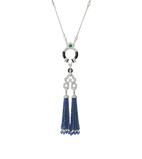 SAPPHIRE, PEARL, ONYX AND DIAMOND LARIAT NECKLACE -    - Fine Jewels and Silver