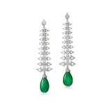 A PAIR OF EMERALD AND DIAMOND EARRINGS -    - Fine Jewels and Silver