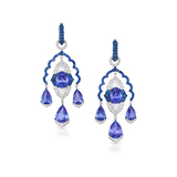 A PAIR OF SAPPHIRE, TANZANITE AND DIAMOND EARRINGS -    - Fine Jewels and Silver