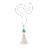 AN IMPRESSIVE COLOMBIAN EMERALD, PEARL AND DIAMOND TASSEL NECKLACE -    - Fine Jewels and Silver