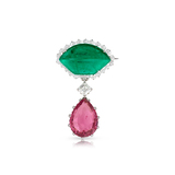 IMPORTANT ZAMBIAN EMERALD, SPINEL AND DIAMOND BROOCH -    - Fine Jewels and Silver