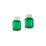 A PAIR OF EMERALD AND DIAMOND EARRINGS -    - Fine Jewels and Silver
