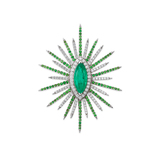 COLOMBIAN EMERALD, TSAVORITE AND DIAMOND BROOCH -    - Fine Jewels and Silver