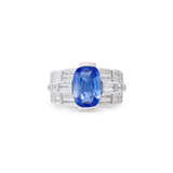 A IMPRESSIVE KASHMIR SAPPHIRE AND DIAMOND RING -    - Fine Jewels and Silver