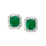 A MAGNIFICENT PAIR OF COLOMBIAN EMERALD AND DIAMOND EARRINGS -   - Fine Jewels and Silver