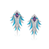 A PAIR OF AMETHYST, TURQUOISE AND DIAMOND EARRINGS -    - Fine Jewels and Silver