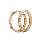 A PAIR OF NATURAL PEARL AND DIAMOND BANGLES -    - Fine Jewels and Silver