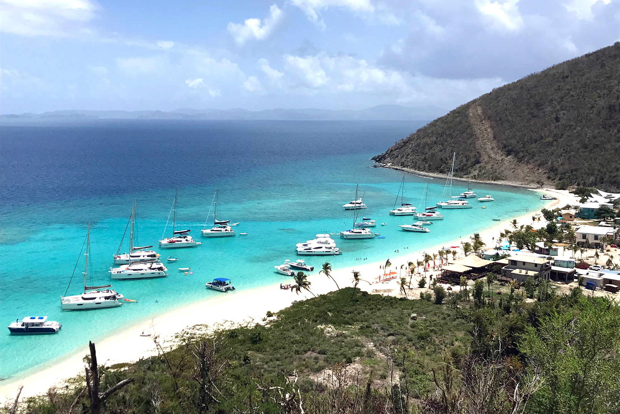 The scene that greeted us in White Bay on Jost van Dyke