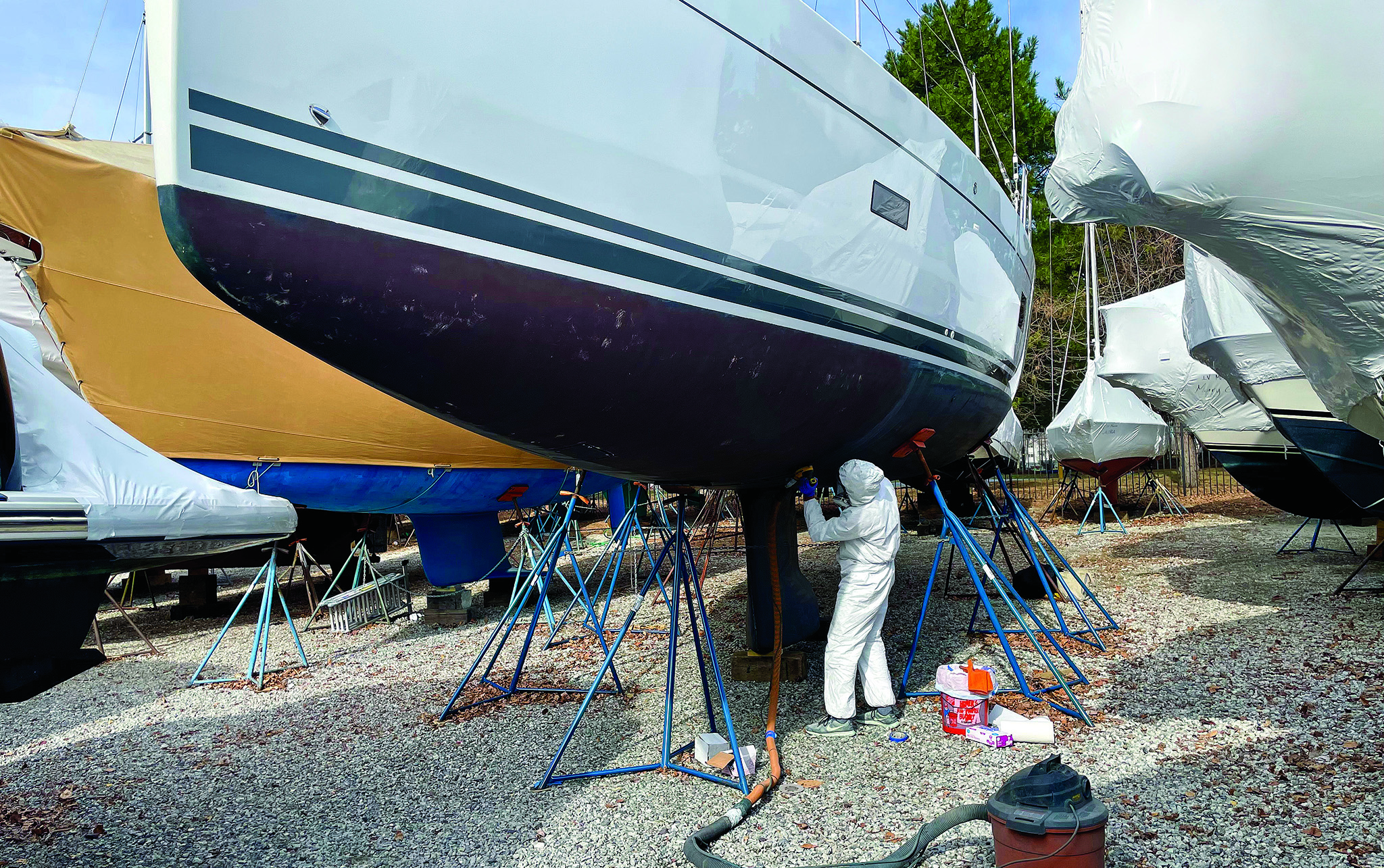 Prepping the bottom for painting is one of the most obvious jobs before launch, but even it falls into a logical order of operations.
