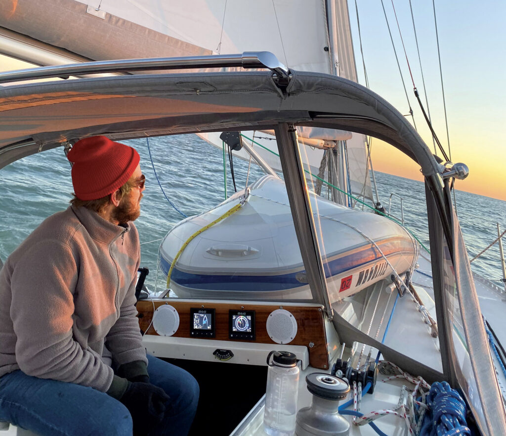 Sailing into a chilly autumn sunrise while cruising down the East Coast. Photo by Elizabeth Grewe