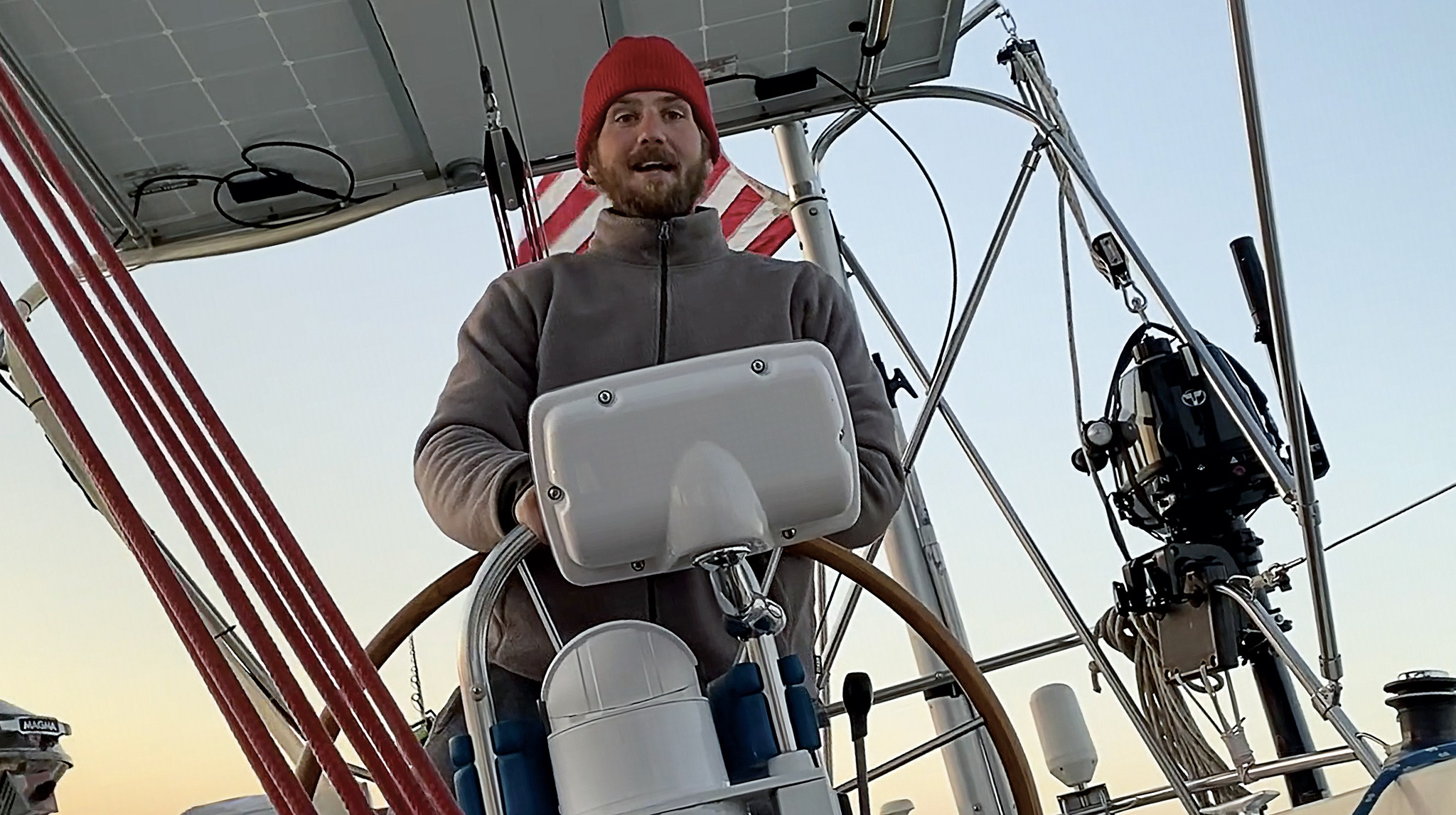 Scott at the helm of the Contest 36.