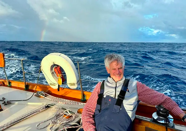 Carter Bacon aboard Solution sailing back from Bermuda. Photo courtesy of Carter Bacon