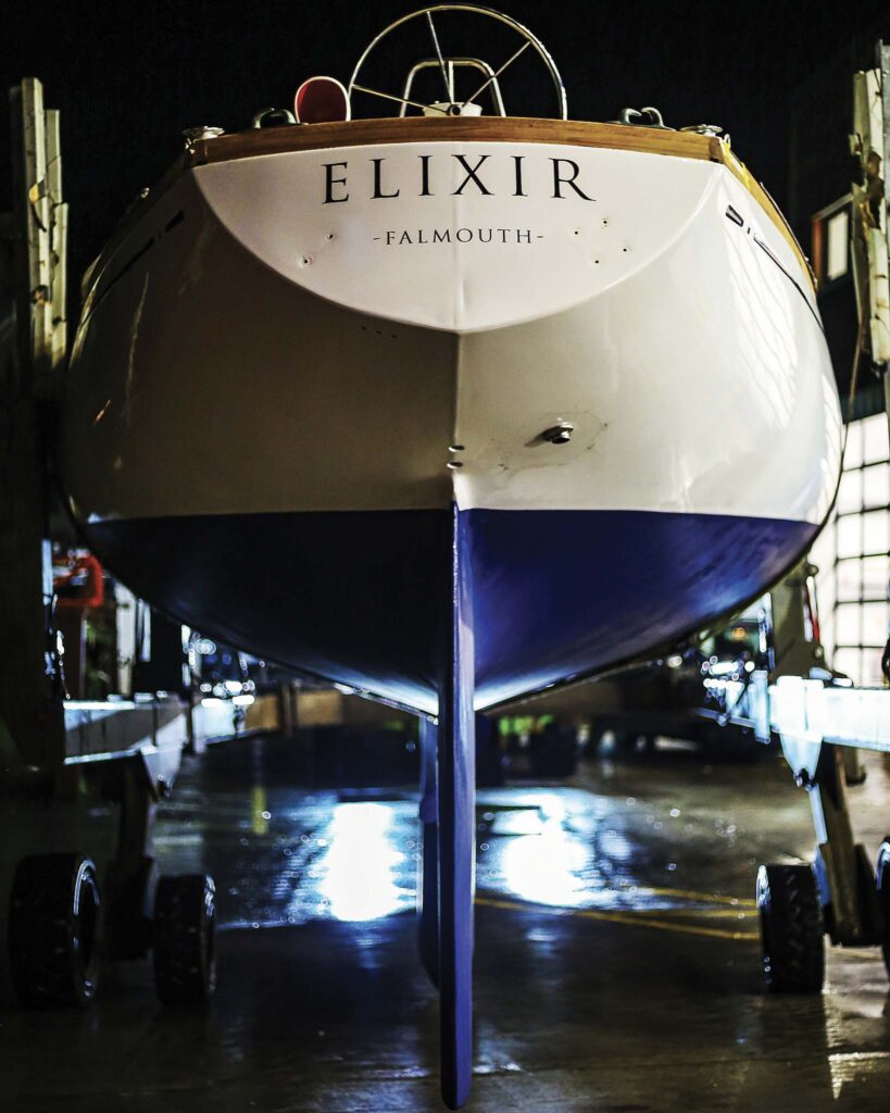 After 11 months of effort, the newly reborn Elixir emerges from the shed. Photo Courtesy of Max Campbell