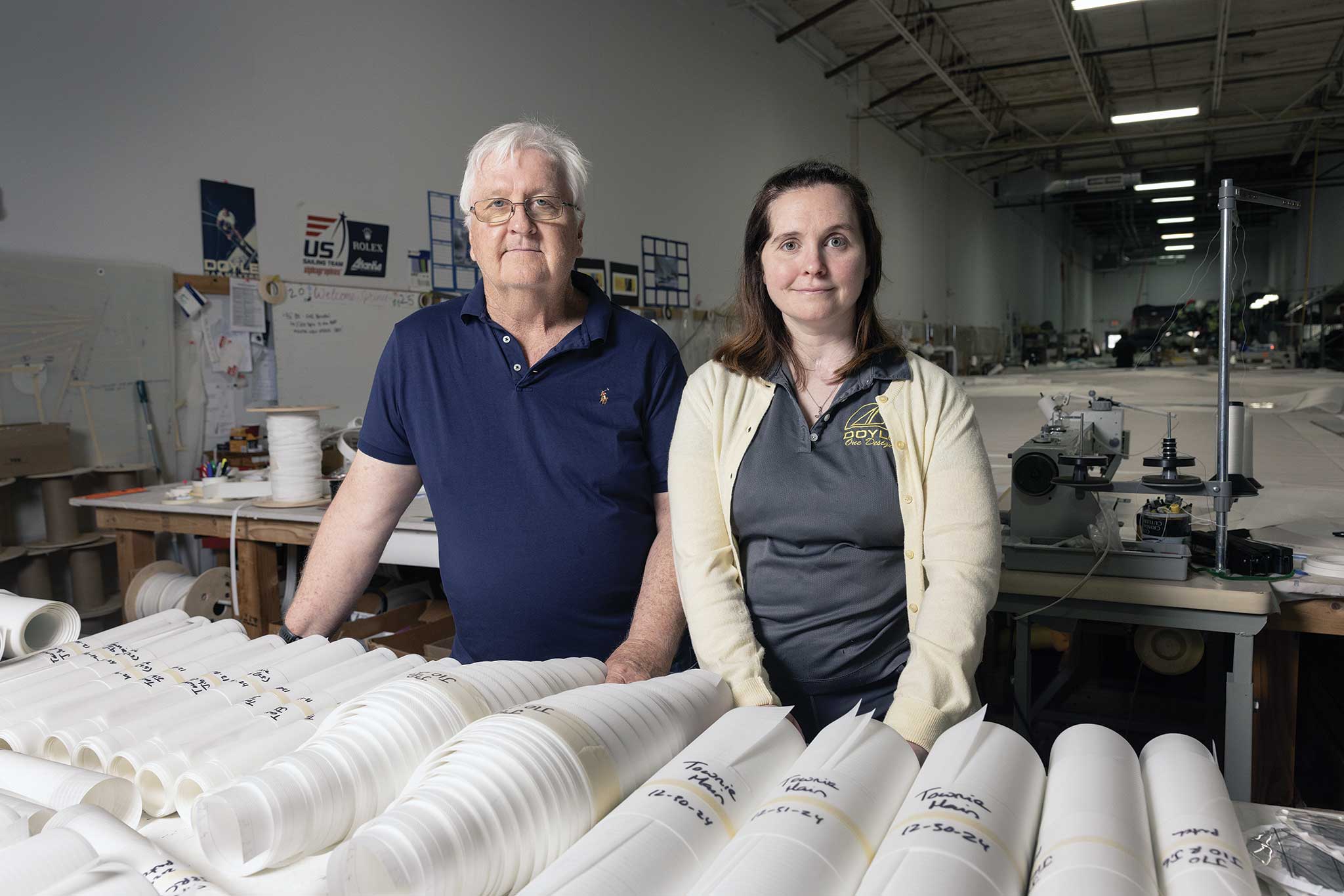 Lindsay and her father, Jud Smith, at Doyle One Design in Salem, Massachusetts. Photo by Alex Gagne