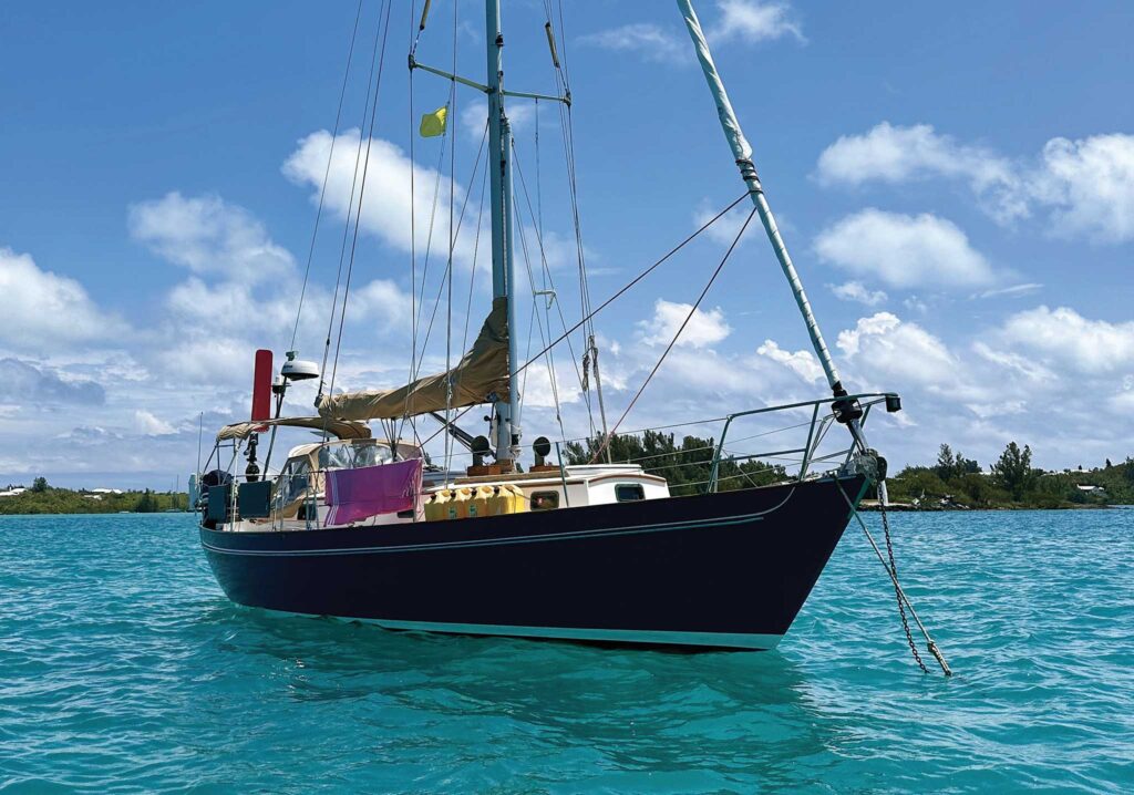 A boat at anchor in Bermuda