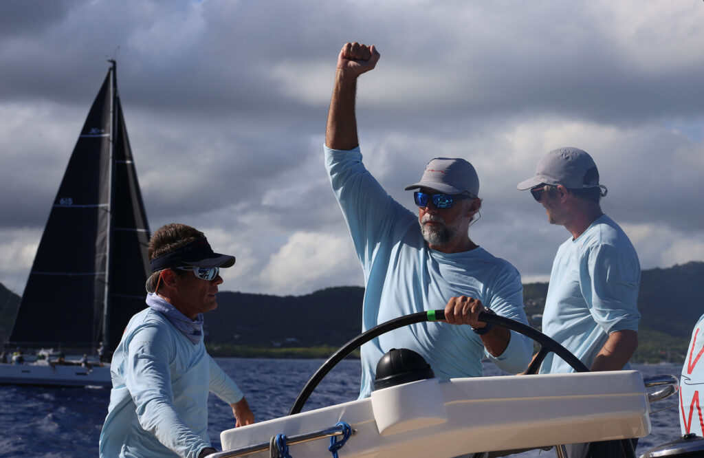 A man with his fist raised during Antigua Sailing Week