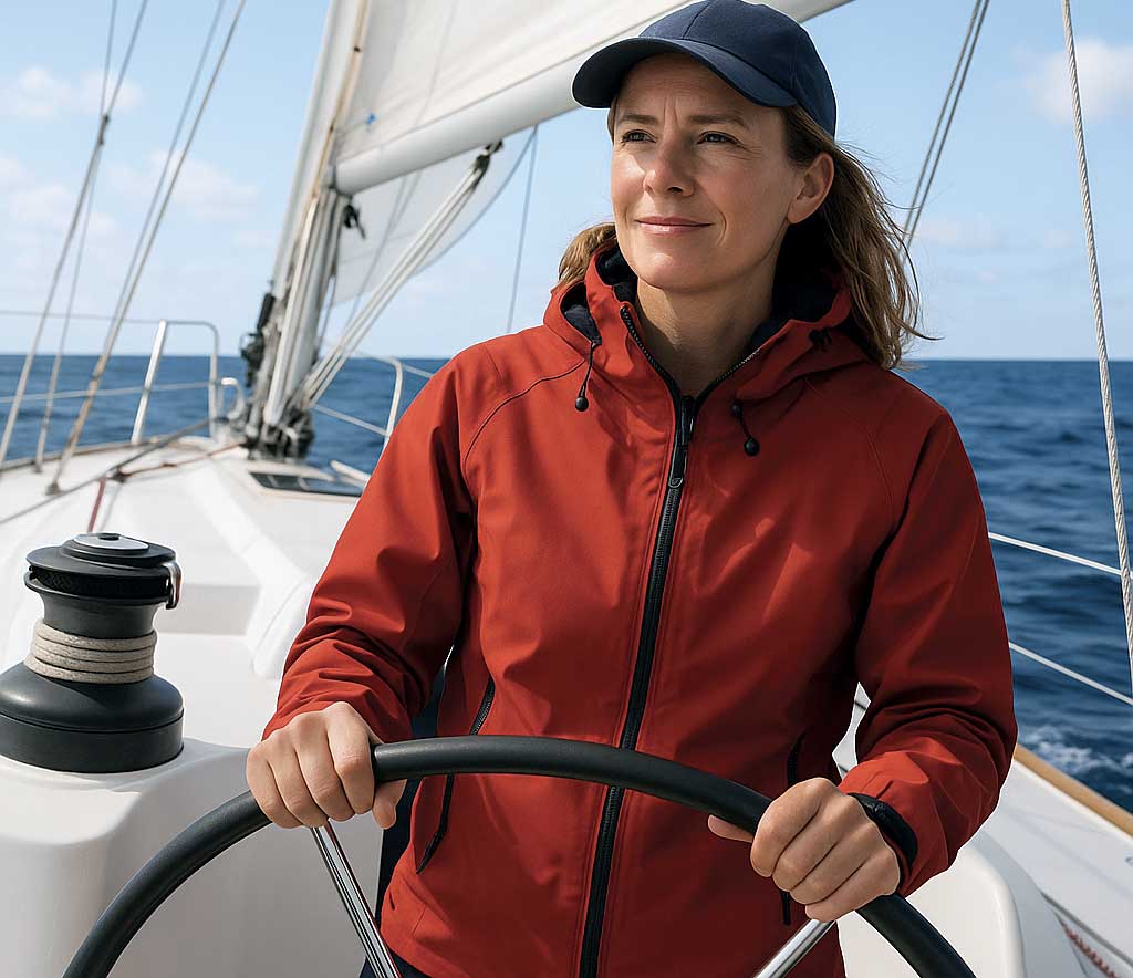 An AI generated image of a woman sailing a boat wrong.