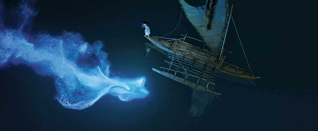 Moana’s grandmother’s spirit returns to her in the form of a manta ray. Photo courtesy of ©Disney