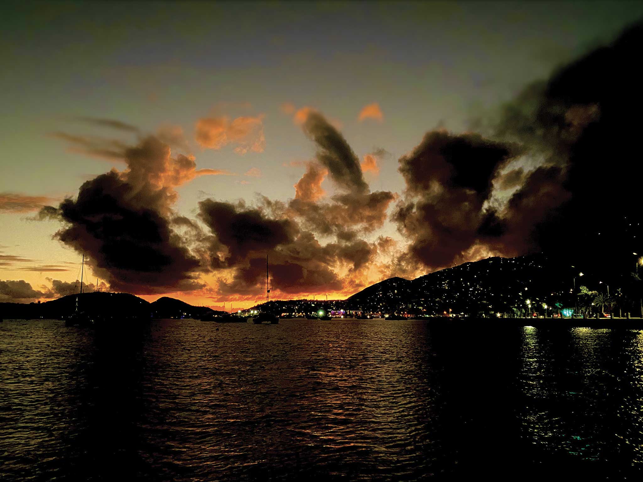 Shore lights like these ones in Charlotte Amalie help with navigation. Photo courtesy of Adam Cove