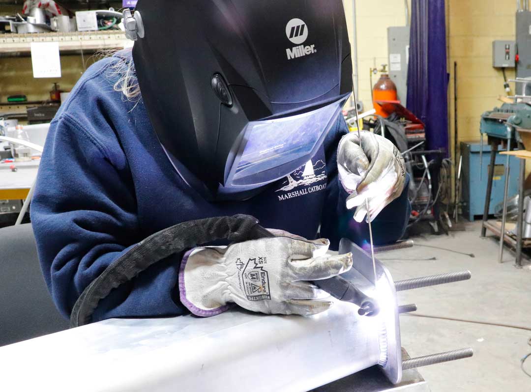Worker welding
