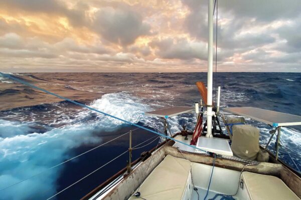 Boat on the water at dusk