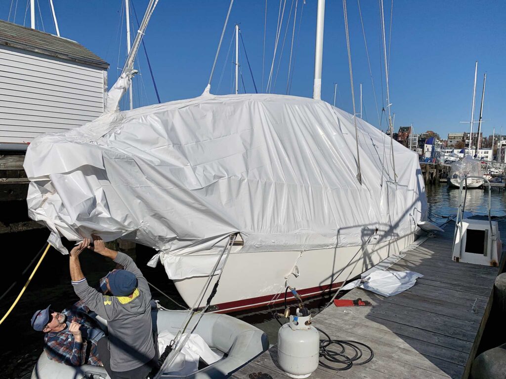 Boat under shrinkwrap