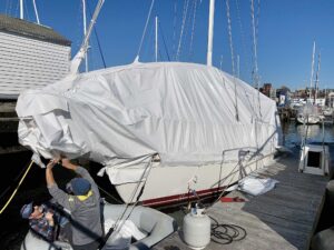 Boat under shrinkwrap