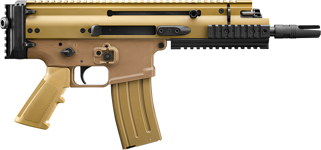 FN SCAR 15P VPR FDE 5.56 7.5 in. - Proven Flat Dark Earth Piston Pistol 3 FN SCAR 15P VPR FDE Flat Dark Earth 5.56 pistol with four rail monolithic receiver, right side profile