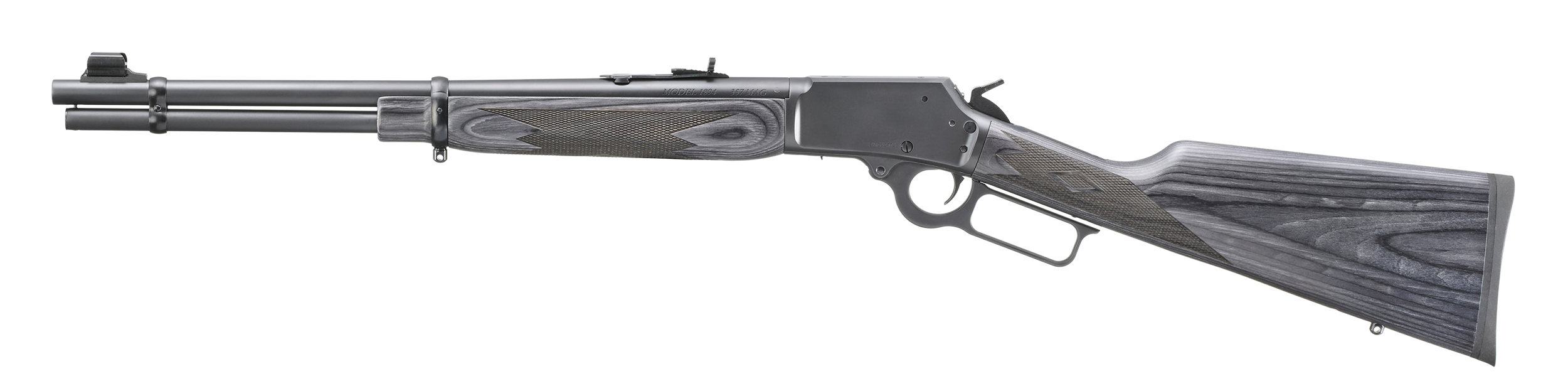 Marlin 1894 Guide Gun 44 Magnum Lever-Action Rifle 20.25 in. Black Laminate - Superb Brush Rifle 5 Marlin 1894 Guide Gun 44 Magnum left side, showing the lever, loading gate and black laminate forend