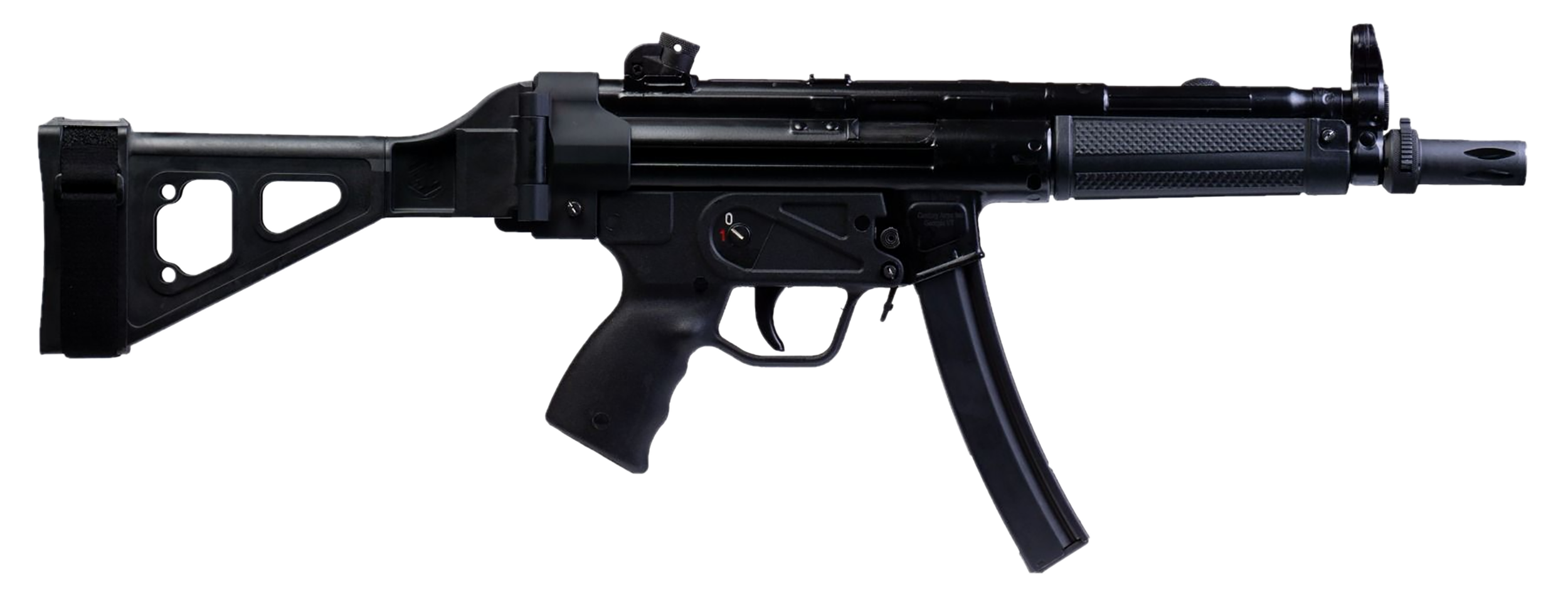 Century Arms AP5 9mm 8.9 in. - Proven Roller Delayed Braced Pistol 2 Century Arms AP5 9mm roller delayed pistol with SB Tactical brace and 8.9 inch threaded barrel, left side
