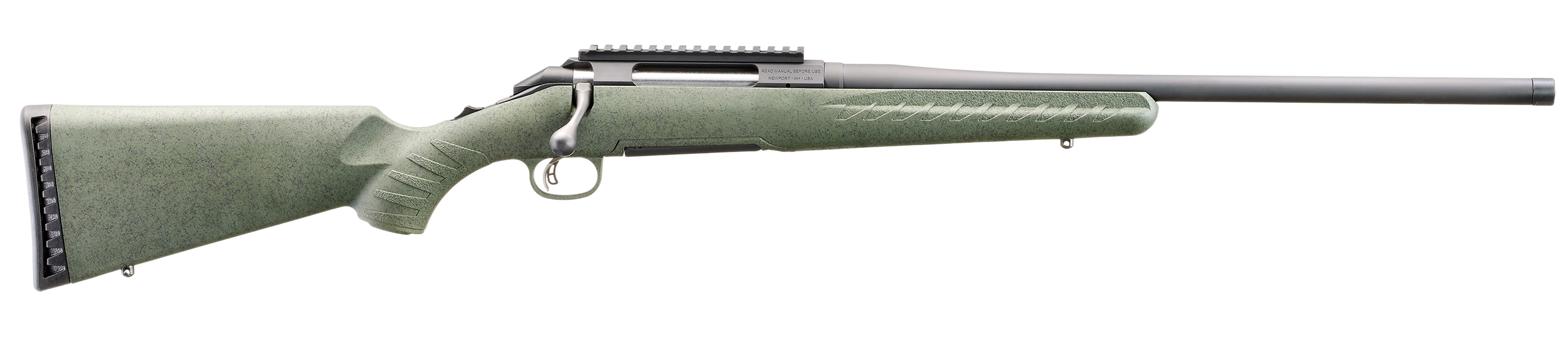Glenfield Model A 30-06 bolt action rifle with moss green splatter stock, right side profile