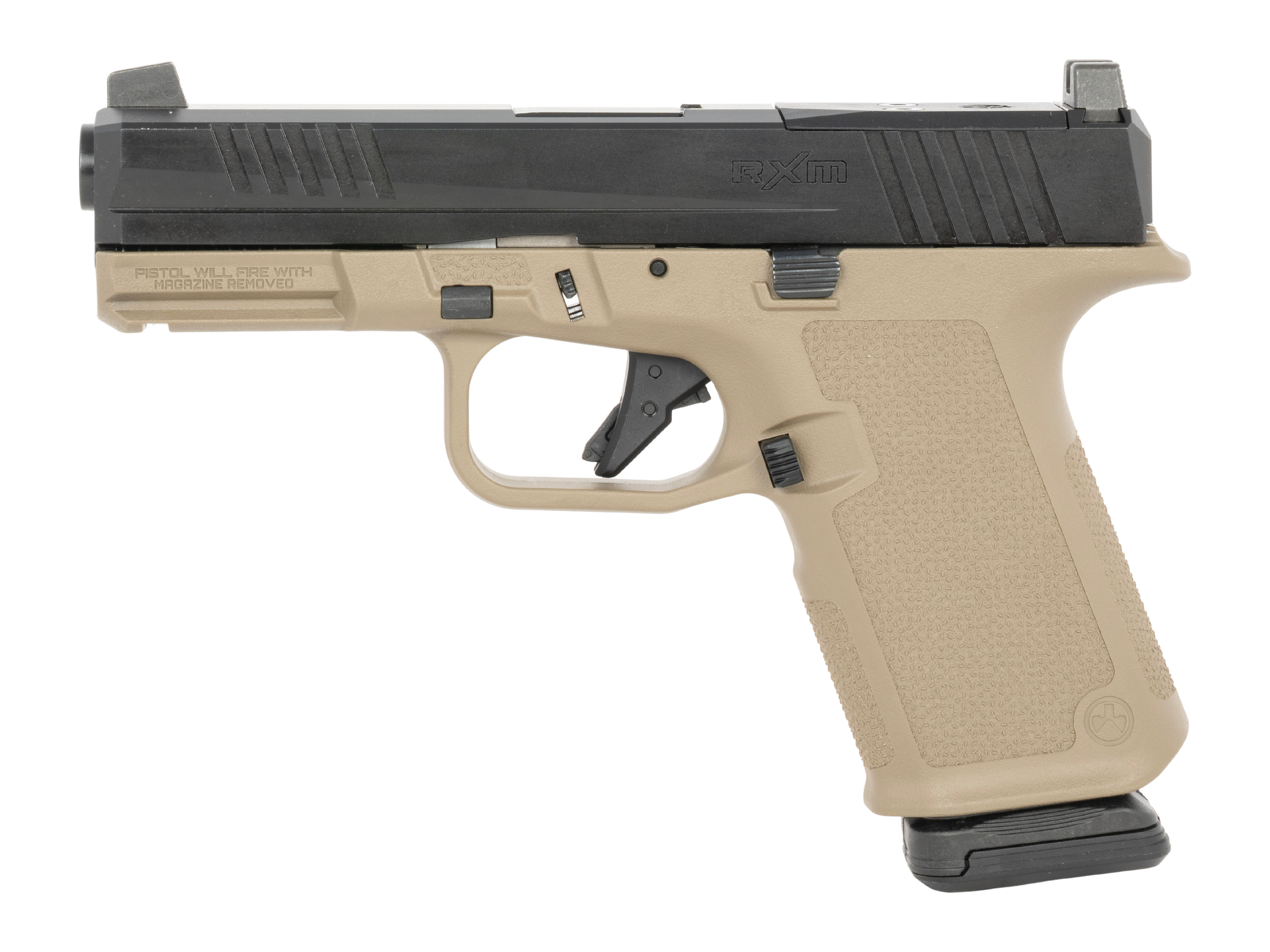 Ruger RXM 9mm 4 in. 15+1 Flat Dark Earth - Superb Optic-Ready Carry Pistol 4 Ruger RXM Flat Dark Earth left side with black nitride optic ready slide