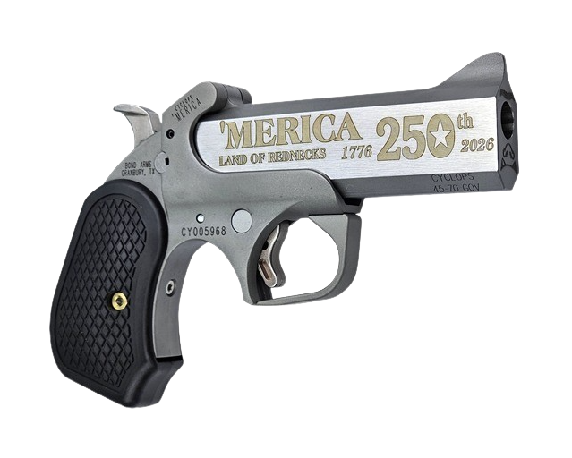 Bond Arms America 250th 45-70 single shot stainless derringer with commemorative engraved barrel, right side