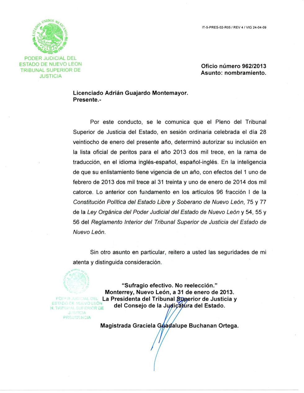 Section image oficio pericial