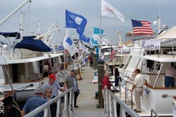 A sunny Saturday afternoon brought crowds of people to the inaugural Spring Boat Show in Essex, Conn.