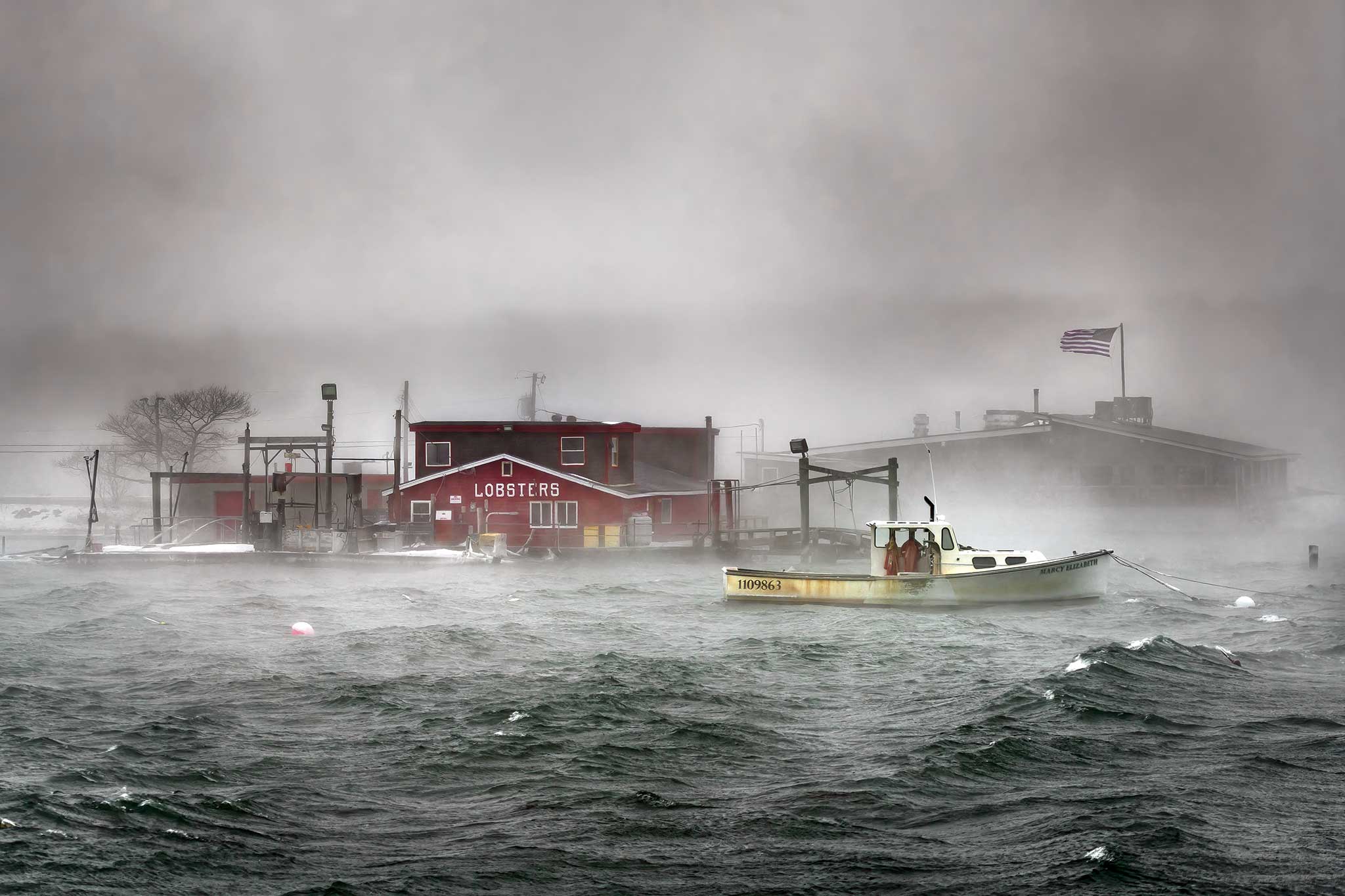 Nor’easter at Cook’s Lobster House on Bailey Island, Harpswell. Benjamin Williamson