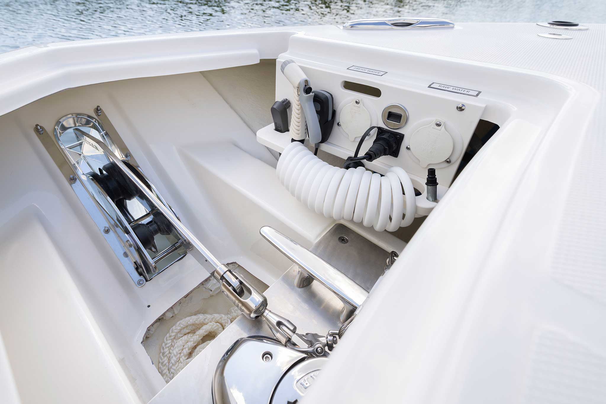 01-S388_9298_Full The anchor and windlass should be ready and capable of being deployed, for an evening on the hook or in an emergency. Pursuit Boats