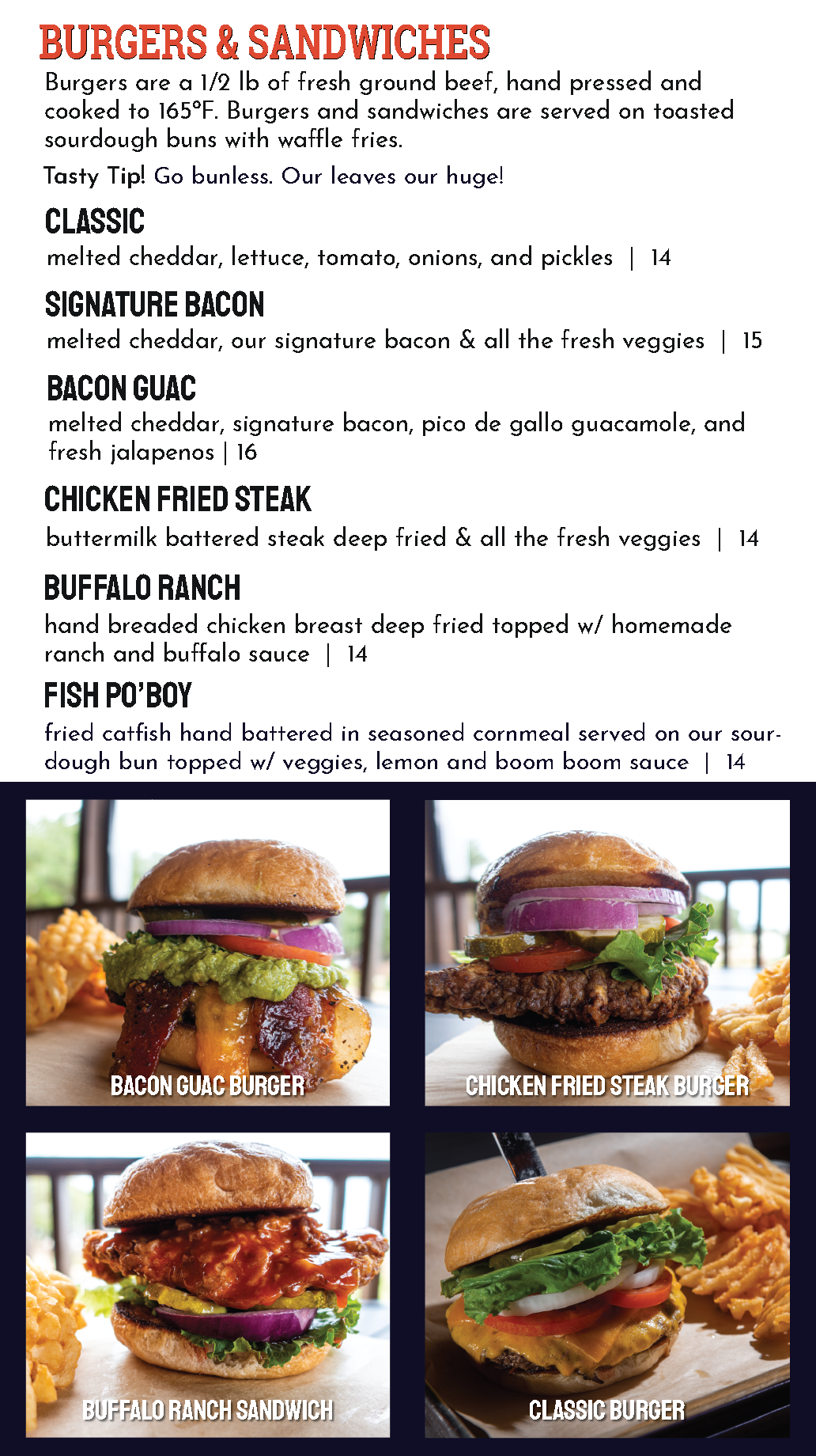 The Hideaway Menu Splashway Waterpark & Campground